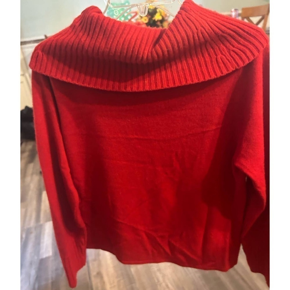 Womens Petite Large Knit Sweater Red Pullover Long Sleeve Top Norton McNaughton - Picture 8 of 9